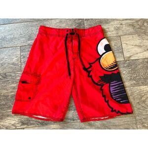Sesame Street‎ Elmo Mens size 30 swim trunks board shorts Beach Surf Big Face